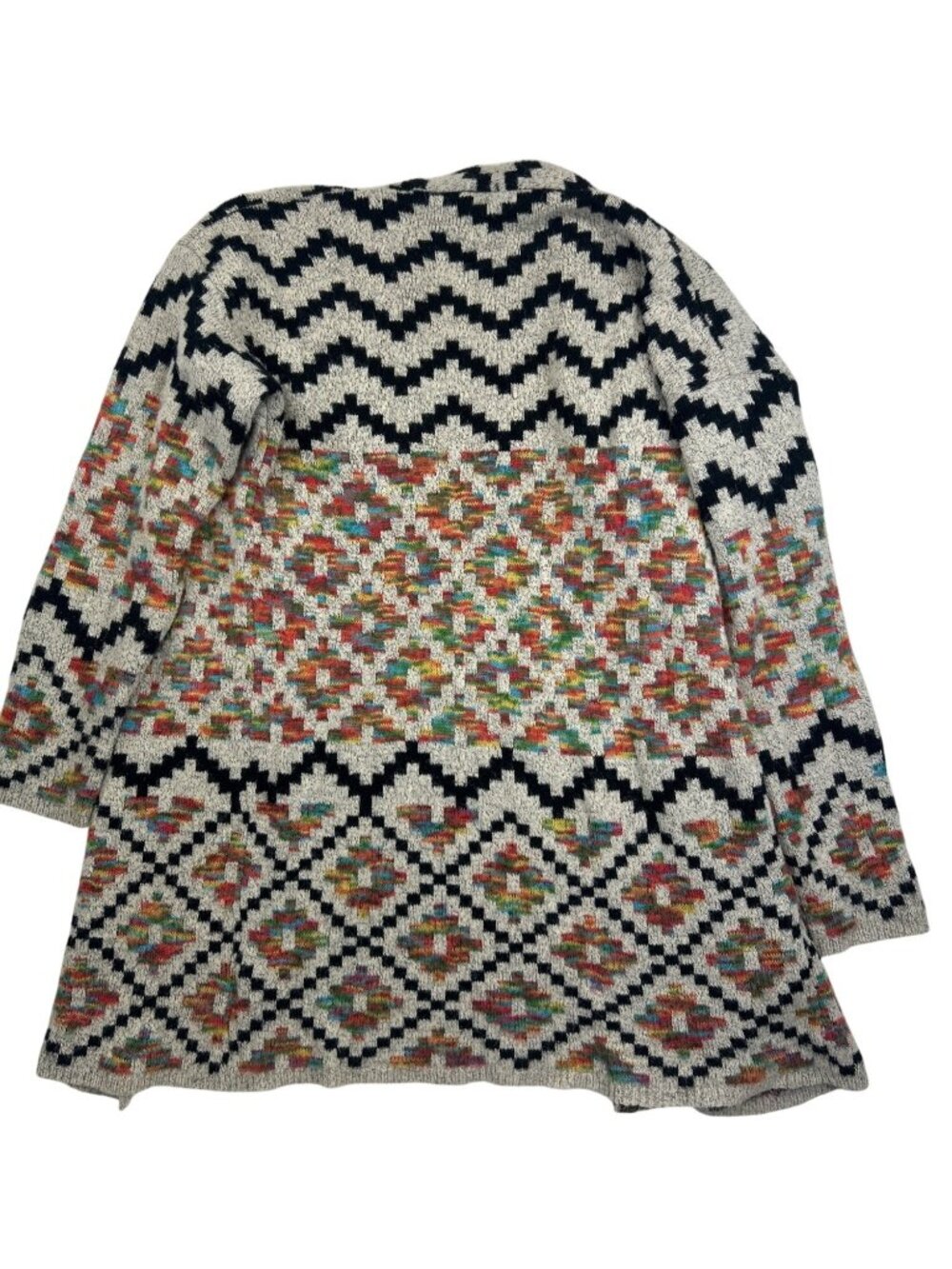 Dreamers by debut Open Cardigan Sz L Multicolor Aztec Geometric Southwest Knit - Picture 2 of 10